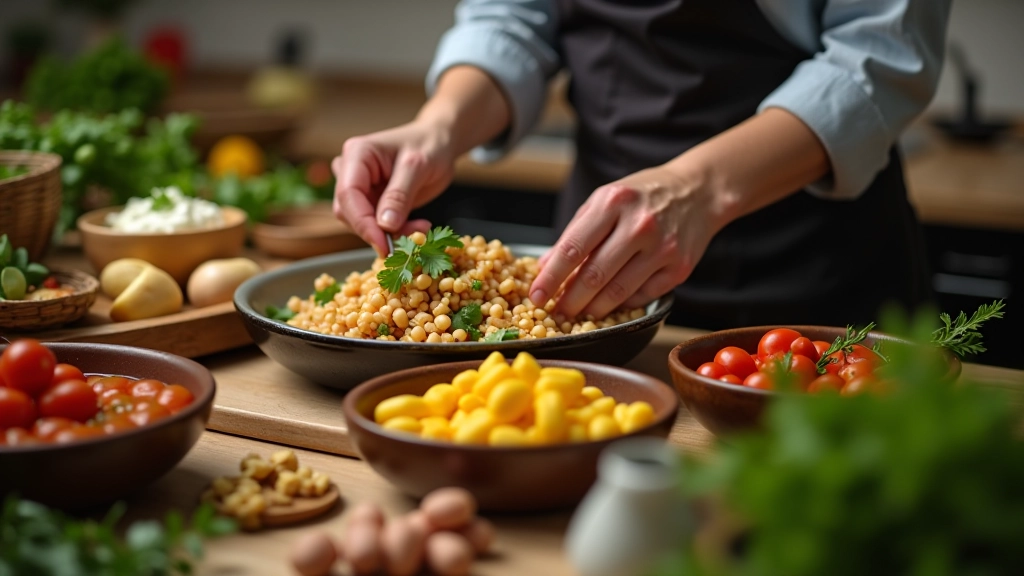 Preparação de refeição vegetariana portuguesa